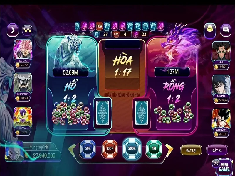 Long Hổ 98win là game hot tại sảnh Casino